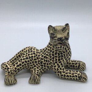 Mexican Chiapas Folk Art Pottery Cat Figurine Sculpture